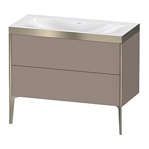 Duravit XViu Waschtisch-Unterschrank XV4711NB143P 100x48cm, 2 Auszüge, ohne Hahnloch, champagner matt, Rahmen P, basalt matt