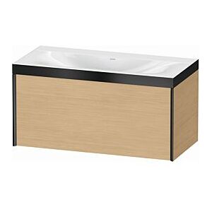 Duravit XViu Waschtisch-Unterschrank XV4611NB230P 100x48cm, 1 Auszug, ohne Hahnloch, schwarz matt, Rahmen P, Eiche natur