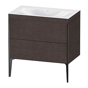 Duravit XViu Waschtisch-Unterschrank XV4710NB272C 80x48cm, 2 Auszüge, ohne Hahnloch, schwarz matt, Rahmen C, eiche dunkel gebürstet