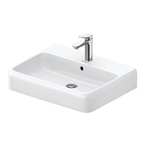 Duravit Qatego Aufsatz-Waschtisch 2382602027 60 x 47 cm, weiß Hochglanz HygieneGlaze, mit Hahnloch, Überlauf, Hahnlochbank, geschliffen