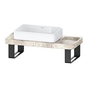 Duravit Qatego Waschtisch-Konsolen-Set D4800500 100x45x90cm, mit Konsole, Konsolenträger, grauer Travertin poliert