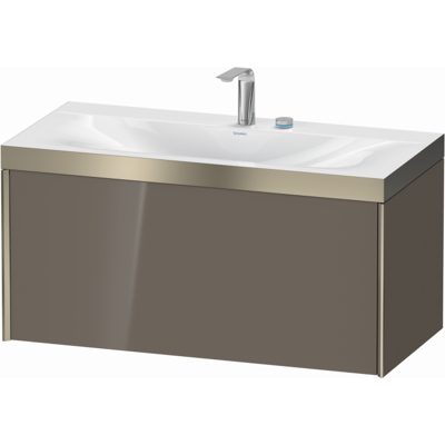 Duravit XViu Waschtisch-Unterschrank XV4611EB189P 100x48cm, 1 Auszug, 2 Hahnlöcher, champagner matt, Rahmen P, flannel grey hochglanz Duravit XViu Waschtisch-Unterschrank XV4611EB189P 100x48cm, 1 Auszug, 2 Hahnlöcher, champagner matt, Rahmen P, flannel grey hochglanz