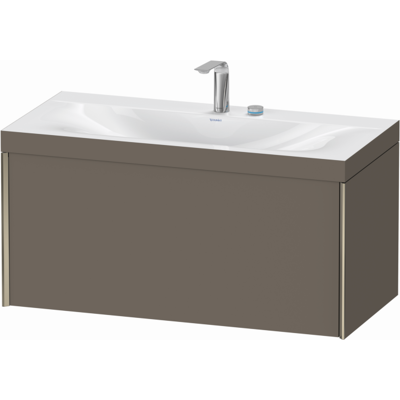 Duravit XViu Waschtisch-Unterschrank XV4611EB190C 100x48cm, 1 Auszug, 2 Hahnlöcher, champagner matt, Rahmen C, flannel grey seidenmatt Duravit XViu Waschtisch-Unterschrank XV4611EB190C 100x48cm, 1 Auszug, 2 Hahnlöcher, champagner matt, Rahmen C, flannel grey seidenmatt
