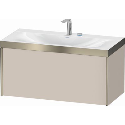Duravit XViu Waschtisch-Unterschrank XV4611EB191P 100x48cm, 1 Auszug, 2 Hahnlöcher, champagner matt, Rahmen P, taupe matt Duravit XViu Waschtisch-Unterschrank XV4611EB191P 100x48cm, 1 Auszug, 2 Hahnlöcher, champagner matt, Rahmen P, taupe matt