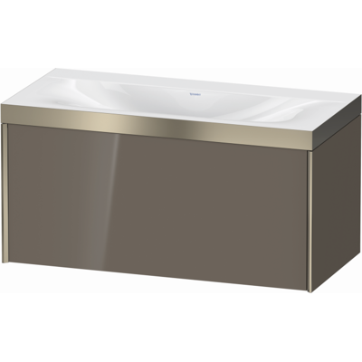 Duravit XViu Waschtisch-Unterschrank XV4611NB189P 100x48cm, 1 Auszug, ohne Hahnloch, champagner matt, Rahmen P, flannel grey hochglanz Duravit XViu Waschtisch-Unterschrank XV4611NB189P 100x48cm, 1 Auszug, ohne Hahnloch, champagner matt, Rahmen P, flannel grey hochglanz
