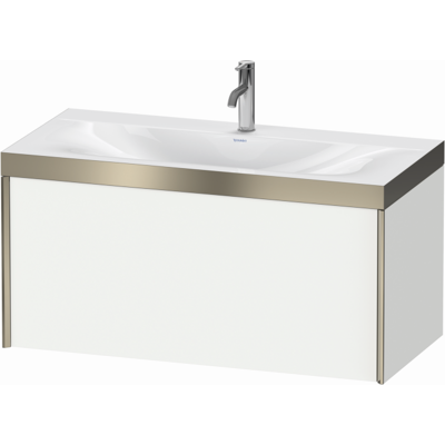 Duravit XViu Waschtisch-Unterschrank XV4611OB118P 100x48cm, 1 Auszug, 1 Hahnloch, champagner matt, Rahmen P, weiß matt Duravit XViu Waschtisch-Unterschrank XV4611OB118P 100x48cm, 1 Auszug, 1 Hahnloch, champagner matt, Rahmen P, weiß matt