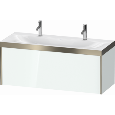 Duravit XViu Waschtisch-Unterschrank XV4613OB185P 120x48cm, 1 Auszug, champagner matt, Rahmen P, weiß hochglanz Duravit XViu Waschtisch-Unterschrank XV4613OB185P 120x48cm, 1 Auszug, champagner matt, Rahmen P, weiß hochglanz