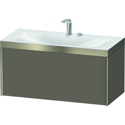 Duravit XViu Waschtisch-Unterschrank XV4611EB190P 100x48cm, 1 Auszug, 2 Hahnlöcher, champagner matt, Rahmen P, flannel grey seidenmatt Duravit XViu Waschtisch-Unterschrank XV4611EB190P 100x48cm, 1 Auszug, 2 Hahnlöcher, champagner matt, Rahmen P, flannel grey seidenmatt