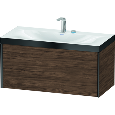 Duravit XViu Waschtisch-Unterschrank XV4611EB221P 100x48cm, 1 Auszug, 2 Hahnlöcher, schwarz matt, Rahmen P, nussbaum dunkel Duravit XViu Waschtisch-Unterschrank XV4611EB221P 100x48cm, 1 Auszug, 2 Hahnlöcher, schwarz matt, Rahmen P, nussbaum dunkel