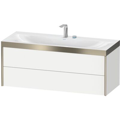 Duravit XViu Waschtisch-Unterschrank XV4617EB118P 120x48cm, 2 Schubkästen, 2 Hahnlöcher, champagner matt, Rahmen P, weiß matt Duravit XViu Waschtisch-Unterschrank XV4617EB118P 120x48cm, 2 Schubkästen, 2 Hahnlöcher, champagner matt, Rahmen P, weiß matt
