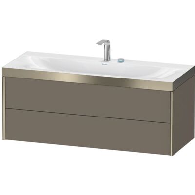 Duravit XViu Waschtisch-Unterschrank XV4617EB190P 120x48cm, 2 Schubkästen, 2 Hahnlöcher, champagner matt, Rahmen P, flannel grey seidenmatt Duravit XViu Waschtisch-Unterschrank XV4617EB190P 120x48cm, 2 Schubkästen, 2 Hahnlöcher, champagner matt, Rahmen P, flannel grey seidenmatt