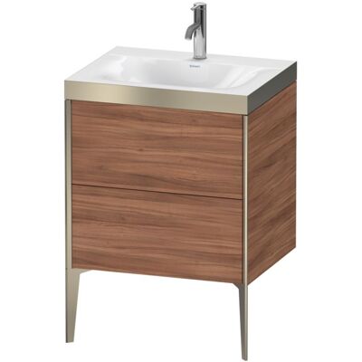 Duravit XViu Waschtisch-Unterschrank XV4709OB179P 60x48cm, 2 Auszüge, 1 Hahnloch, champagner matt, Rahmen P, nussbaum natur Duravit XViu Waschtisch-Unterschrank XV4709OB179P 60x48cm, 2 Auszüge, 1 Hahnloch, champagner matt, Rahmen P, nussbaum natur