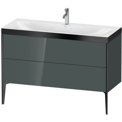 Duravit XViu Waschtisch-Unterschrank XV4712OB238P 120x48cm, 2 Schubkästen, 1 Hahnloch, schwarz matt, Rahmen P, dolomiti grey hochglanz Duravit XViu Waschtisch-Unterschrank XV4712OB238P 120x48cm, 2 Schubkästen, 1 Hahnloch, schwarz matt, Rahmen P, dolomiti grey hochglanz