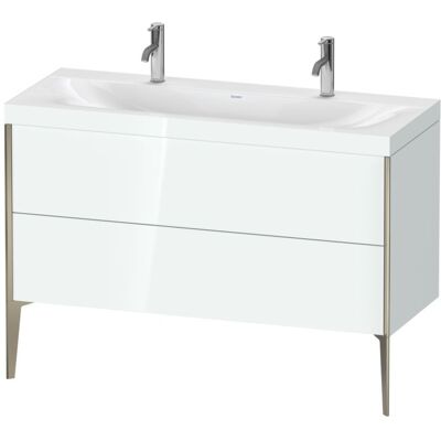 Duravit Xviu C-Bonded Set Doppelwaschtisch 2 Auszüge mit Hahnloch 1200 x 480 x 610 mm - Weiß Hochglanz Duravit Xviu C-Bonded Set Doppelwaschtisch 2 Auszüge mit Hahnloch 1200 x 480 x 610 mm - Weiß Hochglanz