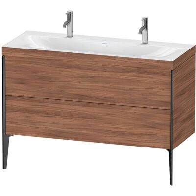 Duravit XViu Waschtisch-Unterschrank XV4713OB279C 120x48cm, 2 Auszüge, ohne Hahnloch, schwarz matt, Rahmen C, nussbaum natur Duravit XViu Waschtisch-Unterschrank XV4713OB279C 120x48cm, 2 Auszüge, ohne Hahnloch, schwarz matt, Rahmen C, nussbaum natur