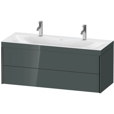 Duravit Xviu Wandhängendes C-Bonded Doppelwaschtisch - Grau/Schwarz Duravit Xviu Wandhängendes C-Bonded Doppelwaschtisch - Grau/Schwarz