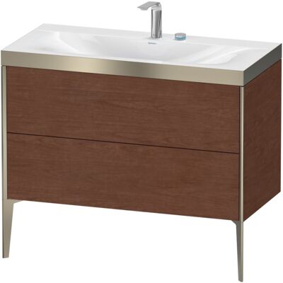 Duravit XViu Waschtisch-Unterschrank XV4711EB113P 100x48cm, 2 Auszüge, 2 Hahnlöcher, champagner matt, Rahmen P, amerikanischer nussbaum Duravit XViu Waschtisch-Unterschrank XV4711EB113P 100x48cm, 2 Auszüge, 2 Hahnlöcher, champagner matt, Rahmen P, amerikanischer nussbaum