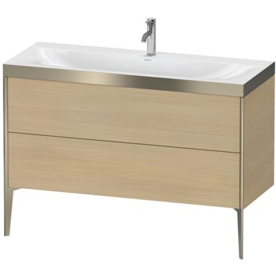 Duravit XViu Waschtisch-Unterschrank XV4712OB171P 120x48cm, 2 Schubkästen, 1 Hahnloch, champagner matt, Rahmen P, mediterrane eiche Duravit XViu Waschtisch-Unterschrank XV4712OB171P 120x48cm, 2 Schubkästen, 1 Hahnloch, champagner matt, Rahmen P, mediterrane eiche