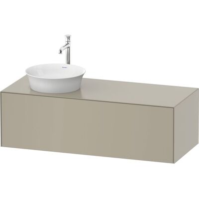 Duravit White Tulip Waschtisch-Unterschrank WT4977L6060 130 x 55 cm, Taupe Seidenmatt, wandhängend, 1 Auszug, 1 Konsolenplatte, Becken links Duravit White Tulip Waschtisch-Unterschrank WT4977L6060 130 x 55 cm, Taupe Seidenmatt, wandhängend, 1 Auszug, 1 Konsolenplatte, Becken links