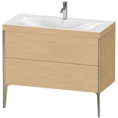 Duravit XViu Waschtisch-Unterschrank XV4711OB130C 100x48cm, 2 Auszüge, 1 Hahnloch, champagner matt, Rahmen C, Eiche natur Duravit XViu Waschtisch-Unterschrank XV4711OB130C 100x48cm, 2 Auszüge, 1 Hahnloch, champagner matt, Rahmen C, Eiche natur