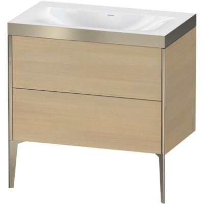 Duravit Xviu C-Bonded Set - Bodenstehender Waschbecken & Unterschrank - Mediterrane Eiche / Profil Champagner Matt Duravit Xviu C-Bonded Set - Bodenstehender Waschbecken & Unterschrank - Mediterrane Eiche / Profil Champagner Matt