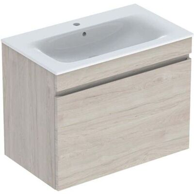 Geberit Badezimmermöbel-Set - Weiß, Nussbaum Hickory, 80cm breit Geberit Badezimmermöbel-Set - Weiß, Nussbaum Hickory, 80cm breit