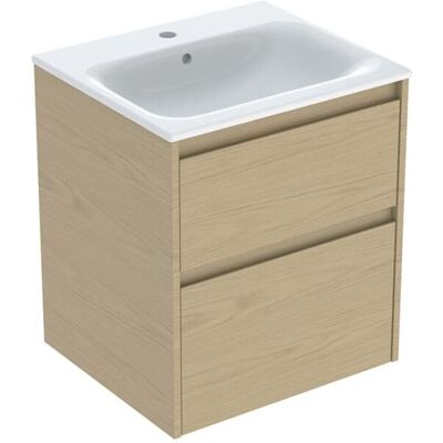 Geberit Renova Plan Möbel-Waschtisch-Set 504038PS8 Breite 55cm, Korpus/Front Eiche natur / Melamin Holzstruktur, Waschtisch weiß / KeraTect Geberit Renova Plan Möbel-Waschtisch-Set 504038PS8 Breite 55cm, Korpus/Front Eiche natur / Melamin Holzstruktur, Waschtisch weiß / KeraTect