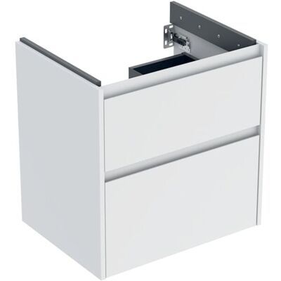 Geberit Renova Plan Waschtisch-Unterschrank 504027001 2 Schubladen, Korpus/Front weiß / lackiert seidenmatt, Breite 59,5 cm Geberit Renova Plan Waschtisch-Unterschrank 504027001 2 Schubladen, Korpus/Front weiß / lackiert seidenmatt, Breite 59,5 cm