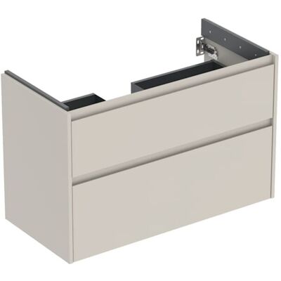 Geberit Renova Plan Waschtisch-Unterschrank 504032DB1 2 Schubladen, Korpus/Front sandgrau / lackiert seidenmatt, Breite 94,8 cm Geberit Renova Plan Waschtisch-Unterschrank 504032DB1 2 Schubladen, Korpus/Front sandgrau / lackiert seidenmatt, Breite 94,8 cm