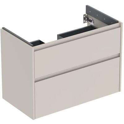 Geberit Renova Plan Waschtisch-Unterschrank 504031DB1 2 Schubladen, Korpus/Front sandgrau / lackiert seidenmatt, Breite 84,6 cm Geberit Renova Plan Waschtisch-Unterschrank 504031DB1 2 Schubladen, Korpus/Front sandgrau / lackiert seidenmatt, Breite 84,6 cm