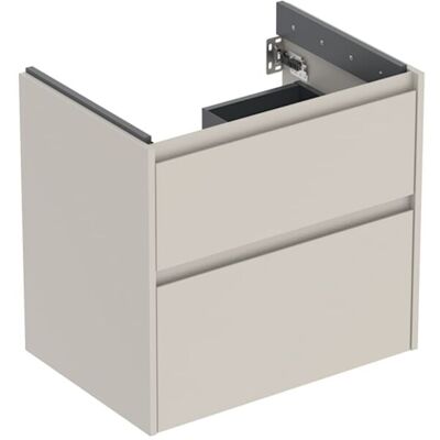 Geberit Renova Plan Waschtisch-Unterschrank 504028DB1 2 Schubladen, Korpus/Front sandgrau / lackiert seidenmatt, Breite 64,4 cm Geberit Renova Plan Waschtisch-Unterschrank 504028DB1 2 Schubladen, Korpus/Front sandgrau / lackiert seidenmatt, Breite 64,4 cm
