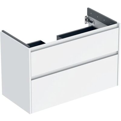 Geberit Renova Plan Waschtisch-Unterschrank 504032011 2 Schubladen, Korpus/Front weiß / lackiert seidenglanz, Breite 94,8 cm Geberit Renova Plan Waschtisch-Unterschrank 504032011 2 Schubladen, Korpus/Front weiß / lackiert seidenglanz, Breite 94,8 cm