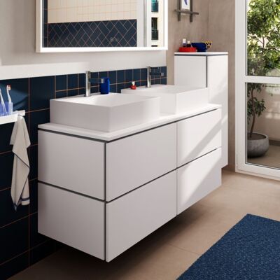 Hansgrohe Xilesa E Waschtischunterschrank 54306700 1375 x 550mm, 4 Schubkästen, mit PushOpen, Weiß matt Hansgrohe Xilesa E Waschtischunterschrank 54306700 1375 x 550mm, 4 Schubkästen, mit PushOpen, Weiß matt