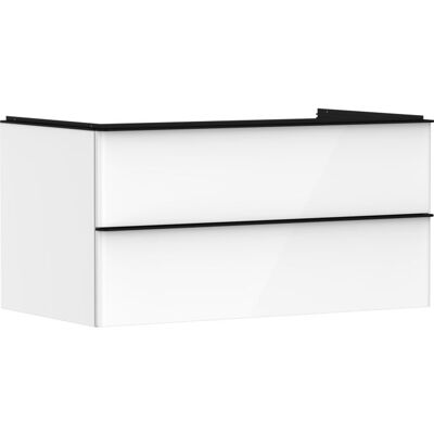 Hansgrohe Xelu Q Waschtischunterschrank - 2 Schubladen, 980x550mm, Weiß Hochglanz / Mattschwarz - Badezimmer Schrank Hansgrohe Xelu Q Waschtischunterschrank - 2 Schubladen, 980x550mm, Weiß Hochglanz / Mattschwarz - Badezimmer Schrank