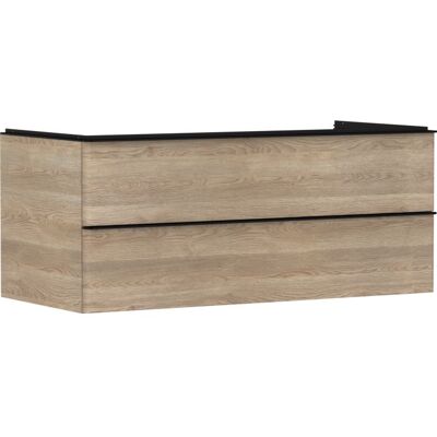 Hansgrohe Xelu Q Waschtischunterschrank - 2 Schubladen, Eiche Natur, Mattschwarz, 1180x485mm - Waschtischunterschrank Hansgrohe Xelu Q Waschtischunterschrank - 2 Schubladen, Eiche Natur, Mattschwarz, 1180x485mm - Waschtischunterschrank