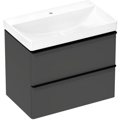 Hansgrohe Xelu Q Waschtischunterschrank 54028670 780x605x475mm, 2 Schubladen, diamantgrau matt, mattschwarz Hansgrohe Xelu Q Waschtischunterschrank 54028670 780x605x475mm, 2 Schubladen, diamantgrau matt, mattschwarz