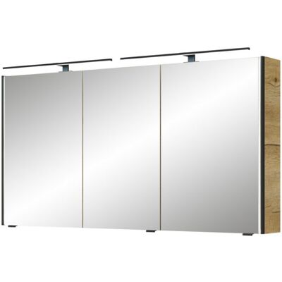 Pelipal Schwarzer Badezimmer-Spiegelschrank - 3 Türen, LED-Beleuchtung, Glaseinlegeböden - Badspiegelschrank Pelipal Schwarzer Badezimmer-Spiegelschrank - 3 Türen, LED-Beleuchtung, Glaseinlegeböden - Badspiegelschrank