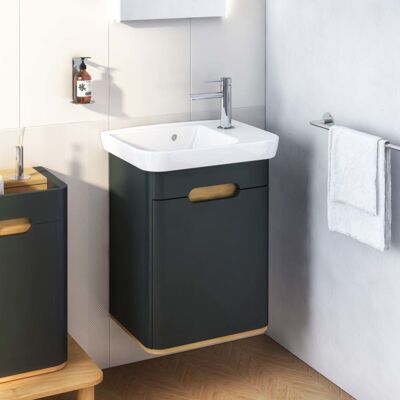 VitrA Sento Waschtisch-Unterschrank 60803 50 x 37 x 66,5 cm, Anthrazit Matt, Dekor, mit Handwaschbecken, Türanschlag links VitrA Sento Waschtisch-Unterschrank 60803 50 x 37 x 66,5 cm, Anthrazit Matt, Dekor, mit Handwaschbecken, Türanschlag links
