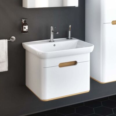 Vitra Badezimmer Unterschrank - Eiche Natur, Weiß Matt, 63x48.5 cm Vitra Badezimmer Unterschrank - Eiche Natur, Weiß Matt, 63x48.5 cm