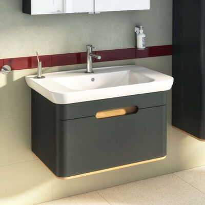 Vitra Sento Waschtisch - Anthrazit Matt, 78x48.5 cm, 1 Schublade Vitra Sento Waschtisch - Anthrazit Matt, 78x48.5 cm, 1 Schublade