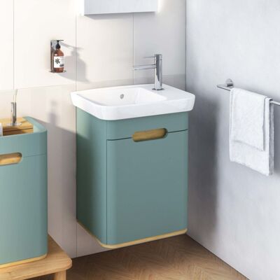 VitrA Sento Waschtisch-Möbel-Set 65868 50x37,5x68,5cm, Türanschlag links, fjordgrün matt, Dekor VitrA Sento Waschtisch-Möbel-Set 65868 50x37,5x68,5cm, Türanschlag links, fjordgrün matt, Dekor