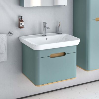 VitrA Sento Waschtisch-Möbel-Set 65873 63x48,5x52cm, 1 Vollauszug, fjordgrün matt, Dekor VitrA Sento Waschtisch-Möbel-Set 65873 63x48,5x52cm, 1 Vollauszug, fjordgrün matt, Dekor