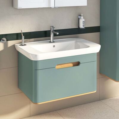 VitrA Sento Waschtisch-Möbel-Set 65874 78x48,5x52cm, 1 Vollauszug, fjordgrün matt, Dekor VitrA Sento Waschtisch-Möbel-Set 65874 78x48,5x52cm, 1 Vollauszug, fjordgrün matt, Dekor