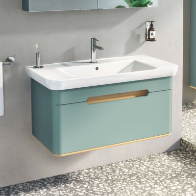 VitrA Sento Waschtisch-Möbel-Set 65875 98x48,5x52cm, 1 Vollauszug, fjordgrün matt, Dekor VitrA Sento Waschtisch-Möbel-Set 65875 98x48,5x52cm, 1 Vollauszug, fjordgrün matt, Dekor