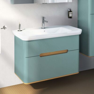 VitrA Sento Waschtisch-Möbel-Set 65878 98x48,5x67,5cm, 2 Vollauszüge, fjordgrün matt, Dekor VitrA Sento Waschtisch-Möbel-Set 65878 98x48,5x67,5cm, 2 Vollauszüge, fjordgrün matt, Dekor