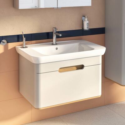 VitrA Sento Waschtisch-Möbel-Set 65986 78x48,5x52cm, 1 Vollauszug, hellgrau matt, Dekor VitrA Sento Waschtisch-Möbel-Set 65986 78x48,5x52cm, 1 Vollauszug, hellgrau matt, Dekor