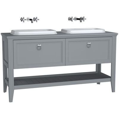 VitrA Valarte Einbauwaschtisch-Möbel-Set 62211 149,5 x 52 x 87,5 cm, links/rechts, Korpus grau matt/Waschtisch weiß hochglanz VitrA Valarte Einbauwaschtisch-Möbel-Set 62211 149,5 x 52 x 87,5 cm, links/rechts, Korpus grau matt/Waschtisch weiß hochglanz