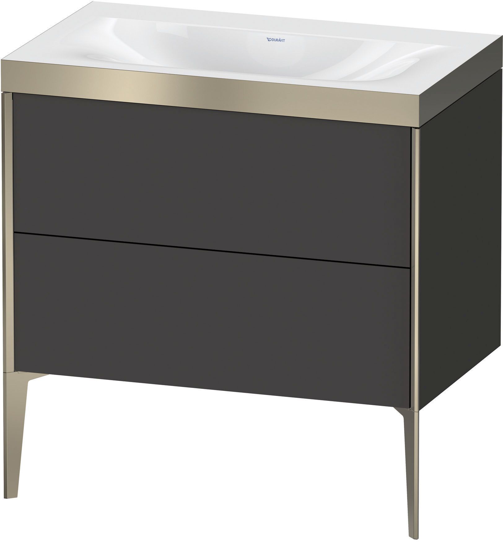 Duravit XViu Waschtisch-Unterschrank XV4710NB180P 80x48cm, 2 Auszüge, ohne Hahnloch, champagner matt, Rahmen P, graphit supermatt