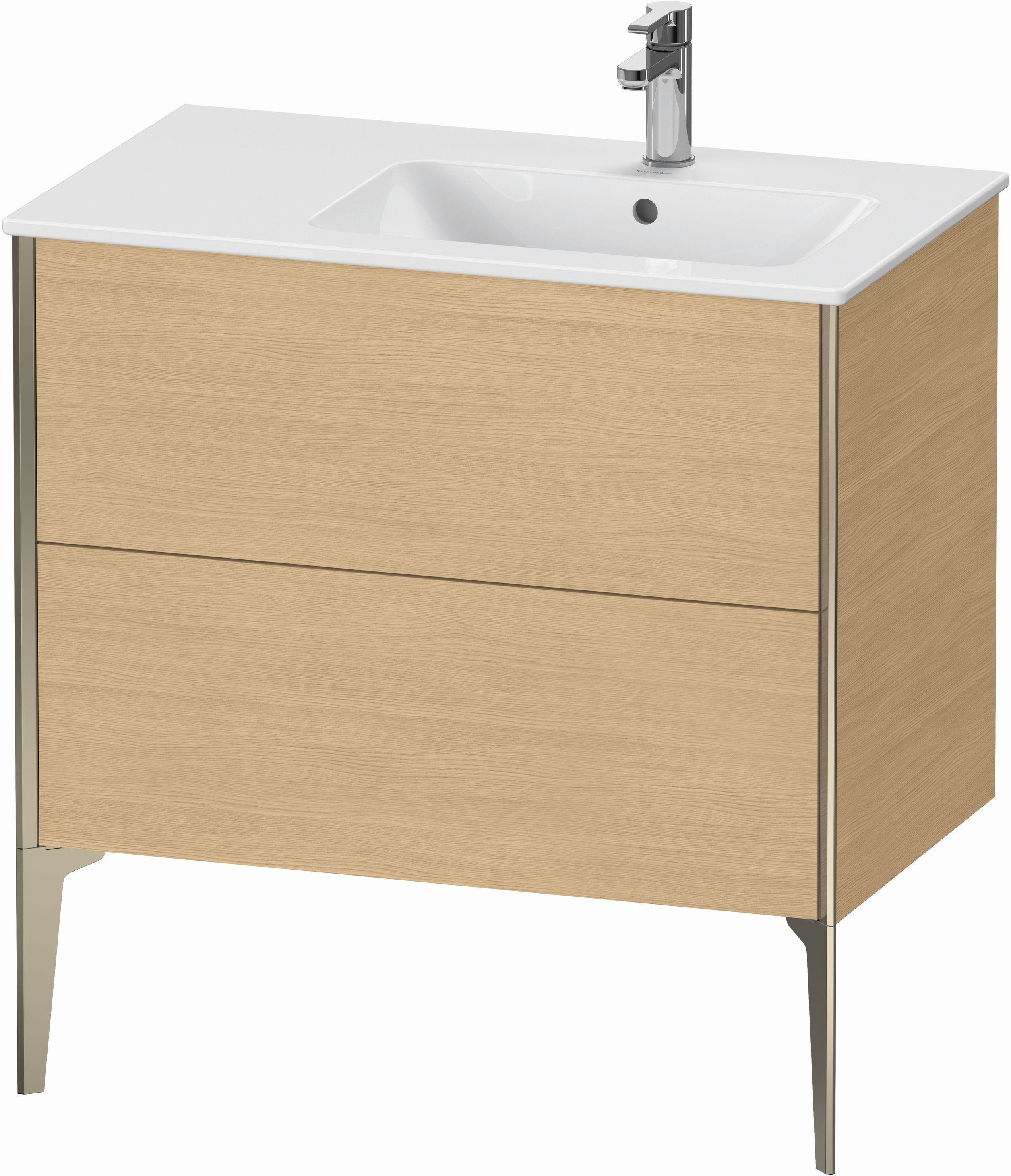 Duravit XViu Waschtisch-Unterschrank XV44870B130 81x48x59,4cm, 2 Auszüge, Becken rechts, champagner matt, Eiche natur