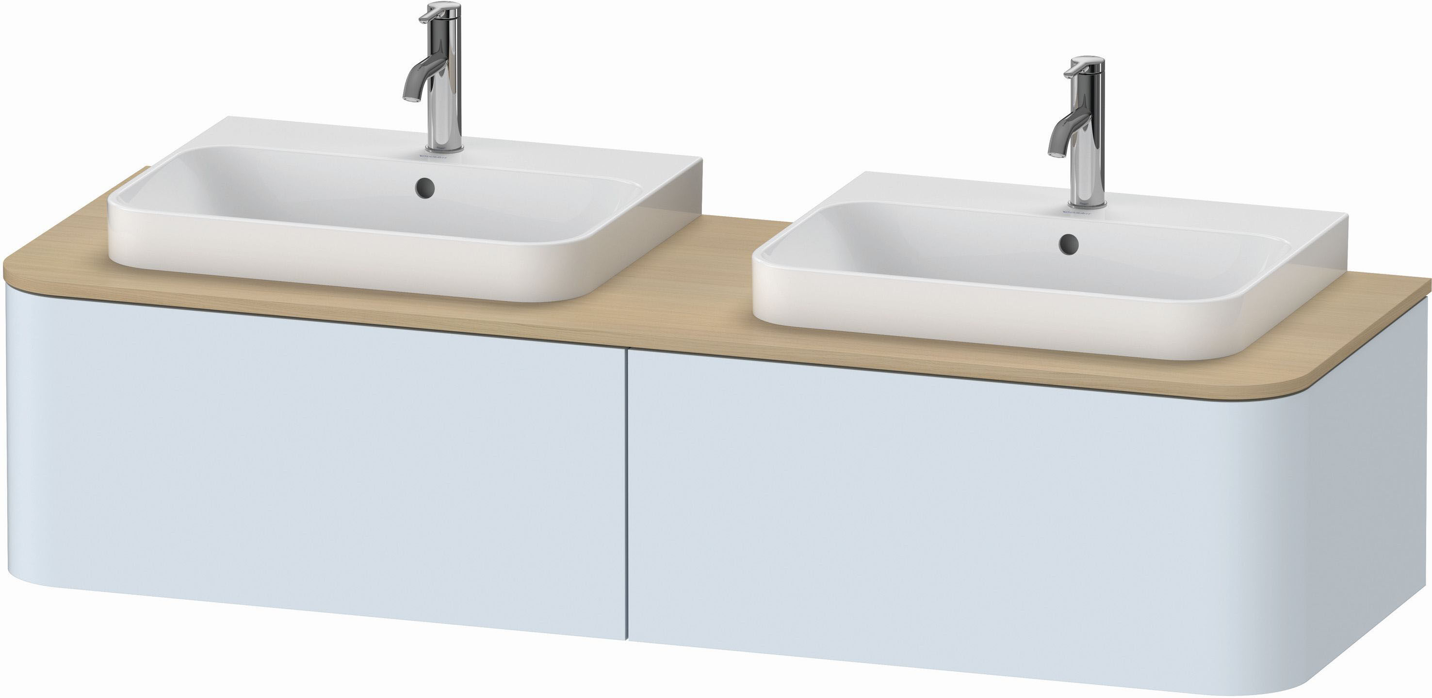 Duravit Happy D.2 Waschtisch-Unterschrank HP4946B9797 35,4 x 160 x 55 cm, 2 Auszüge, für Aufsatzbecken, beidseitig, lichtblau seidenmatt